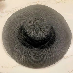 J CREW Floppy Black Summer Straw Hat Style